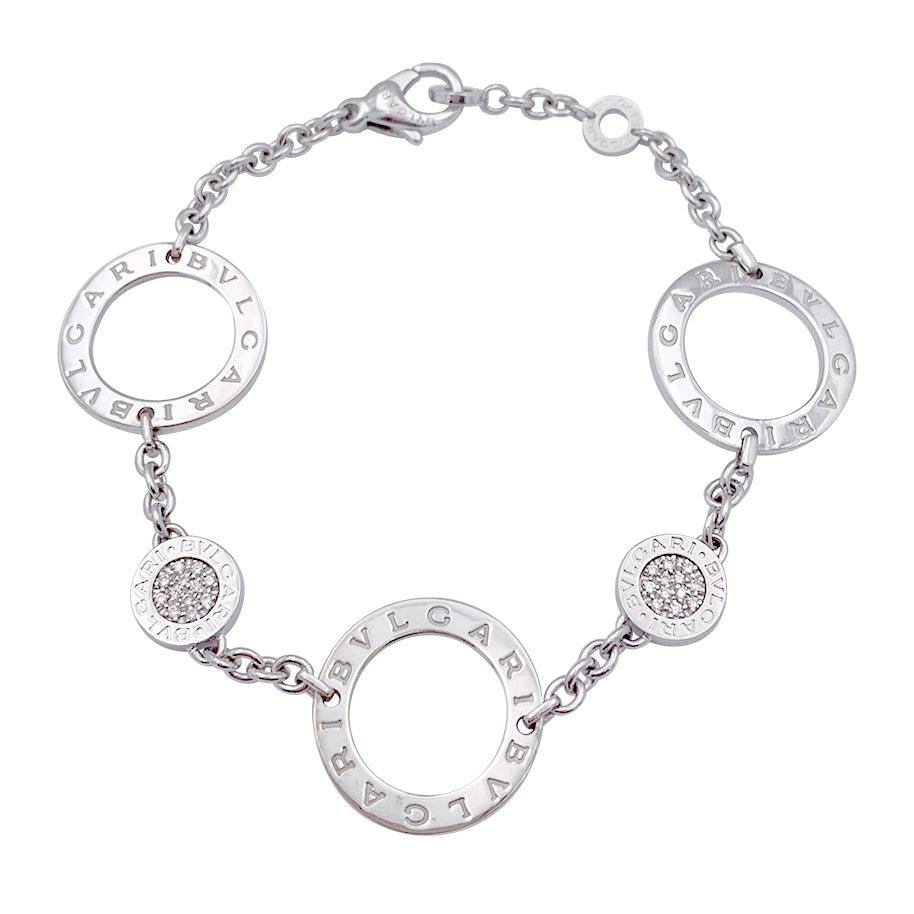 Bracelet Bulgari "Bulgari-Bulgari", or blanc et diamants.