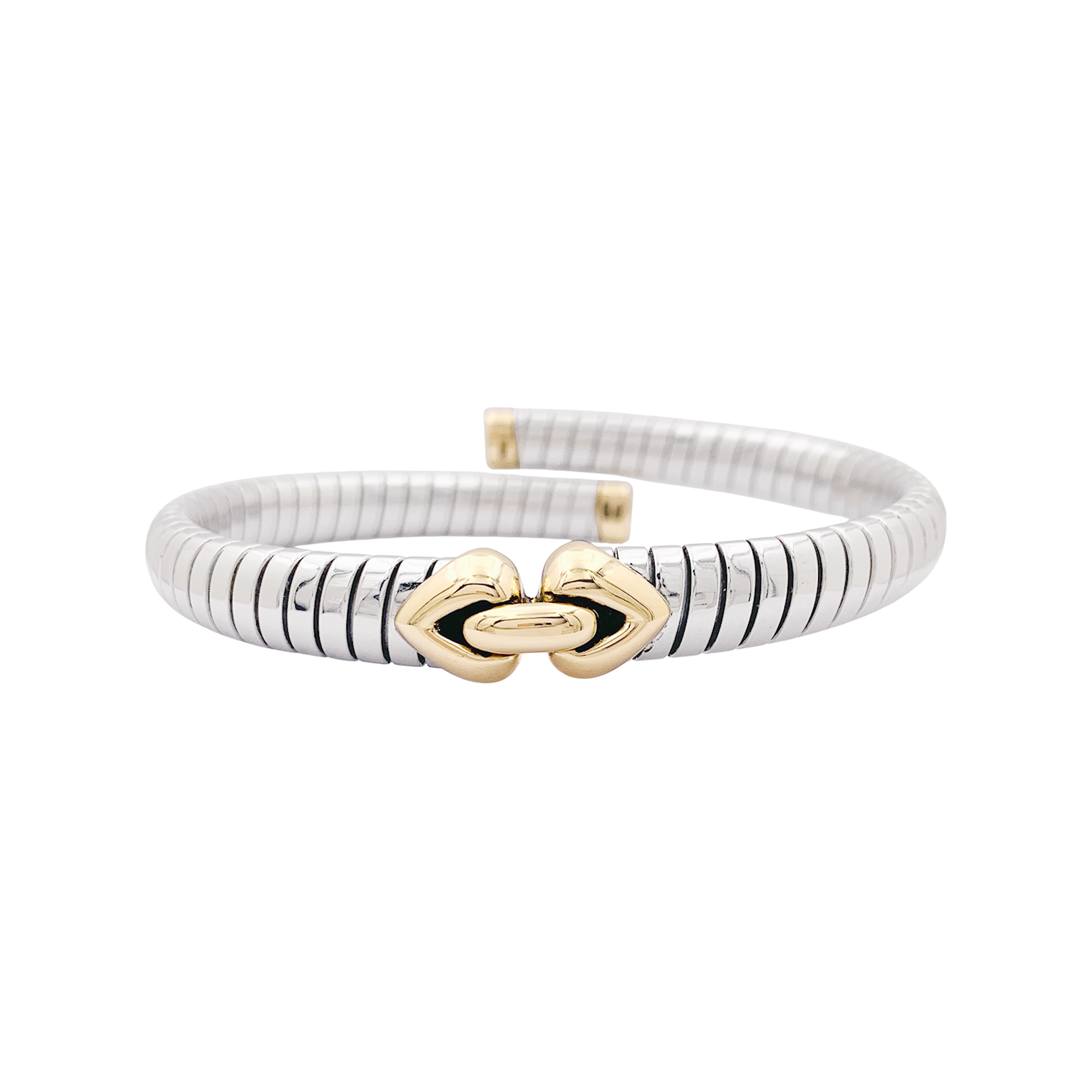 Bracelet Bulgari, "Doppio Cuore", or et acier.
