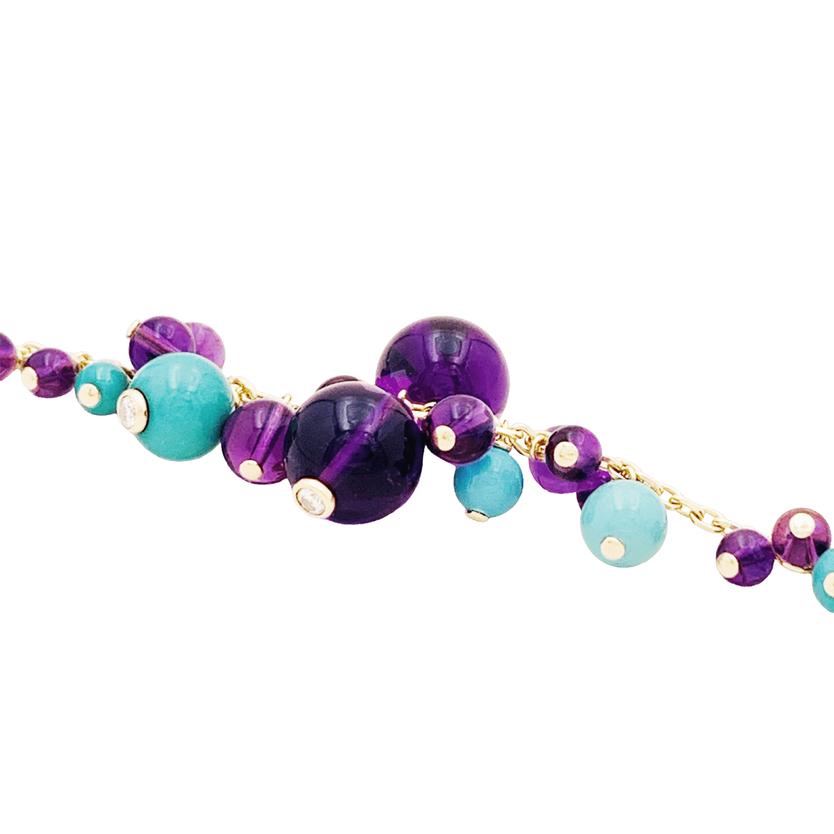 Bracelet CARTIER, modèle "Délices de Goa", or rose, améthyste, turquoises et diamants. - Maison Eloe
