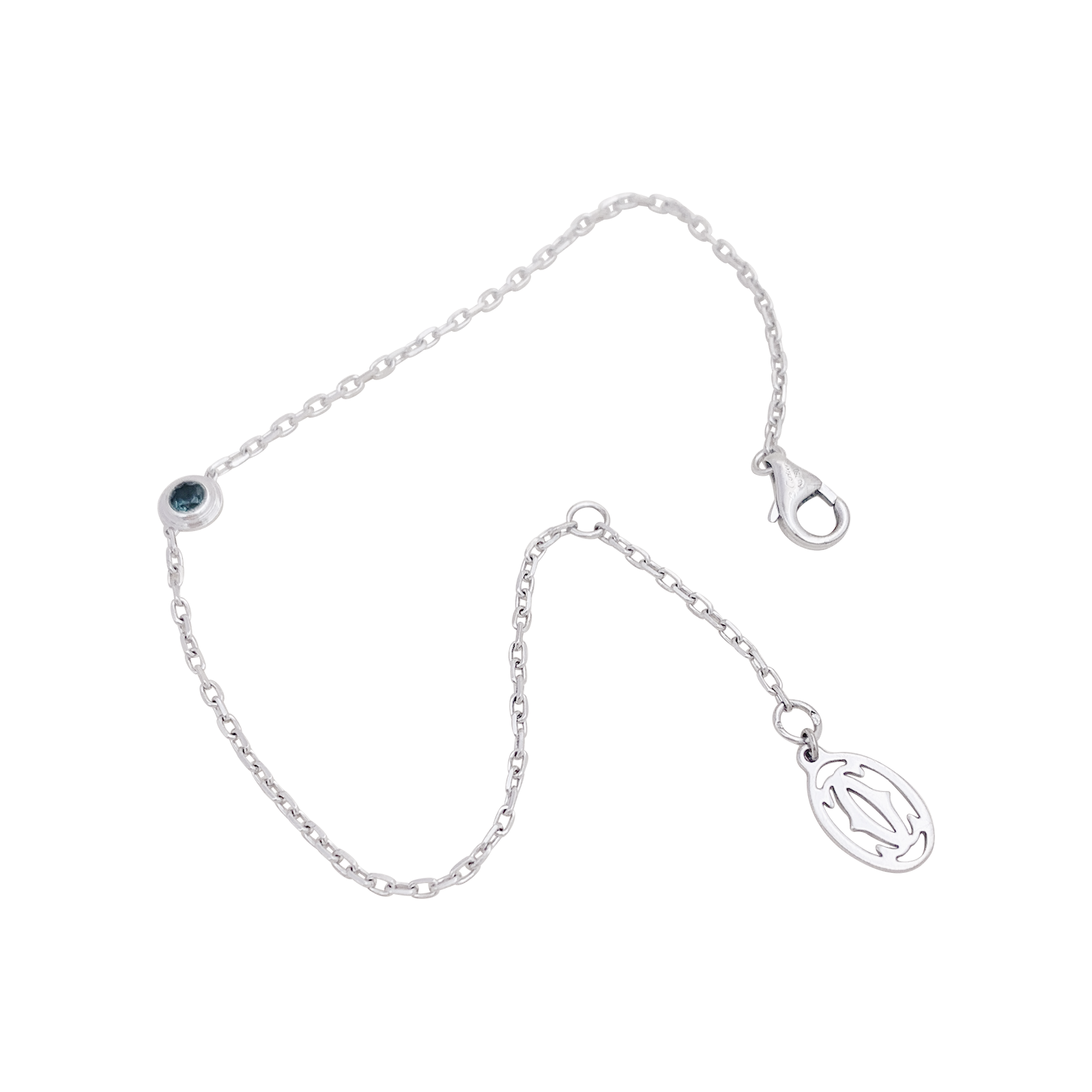 Bracelet Cartier "Cartier d'Amour" or blanc, saphir vert.