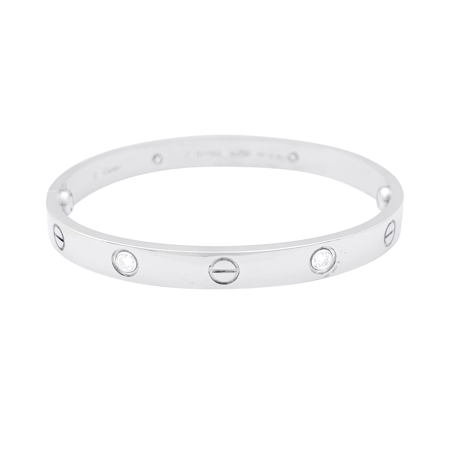 Bracelet Cartier, "Love", or blanc et diamants.