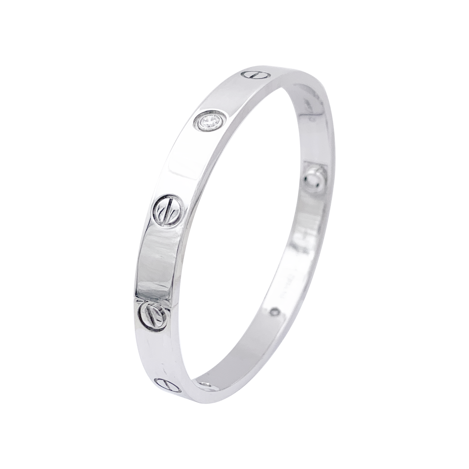 Bracelet Cartier, "Love", or blanc et diamants.