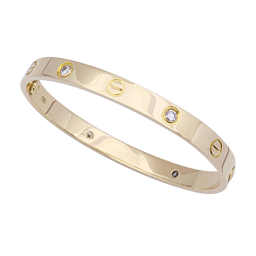 Bracelet Cartier ,"Love", or jaune, diamants.