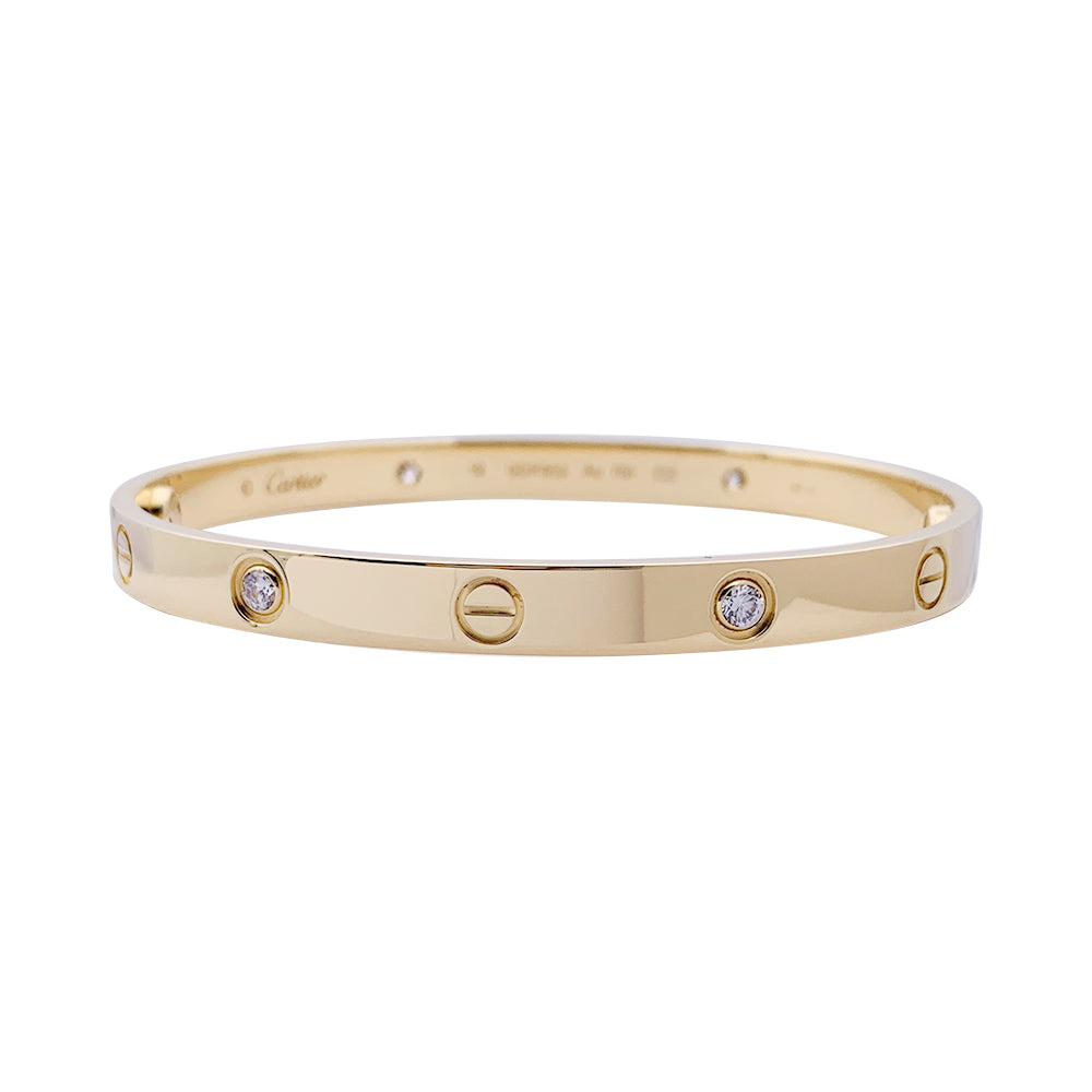 Bracelet Cartier ,"Love", or jaune, diamants.