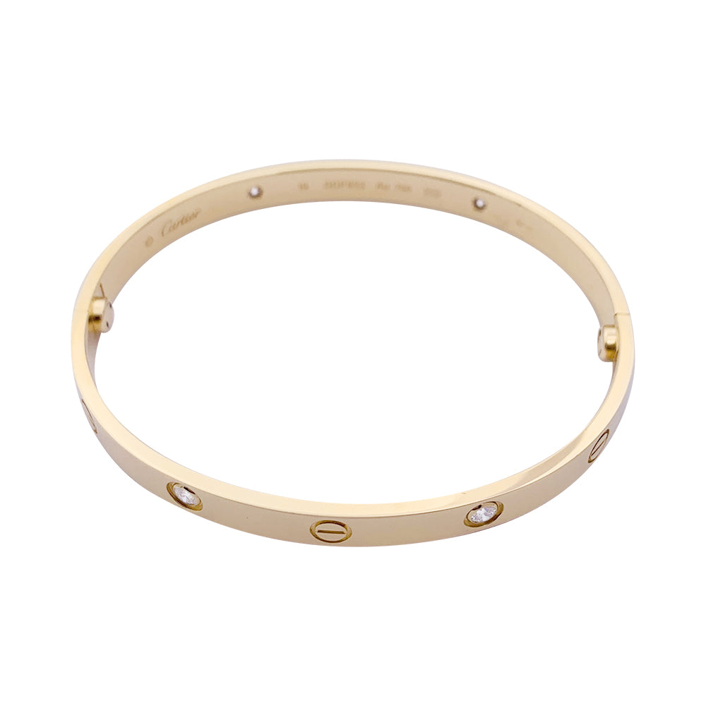 Cartier "Love" bracelet, yellow gold, diamonds.
