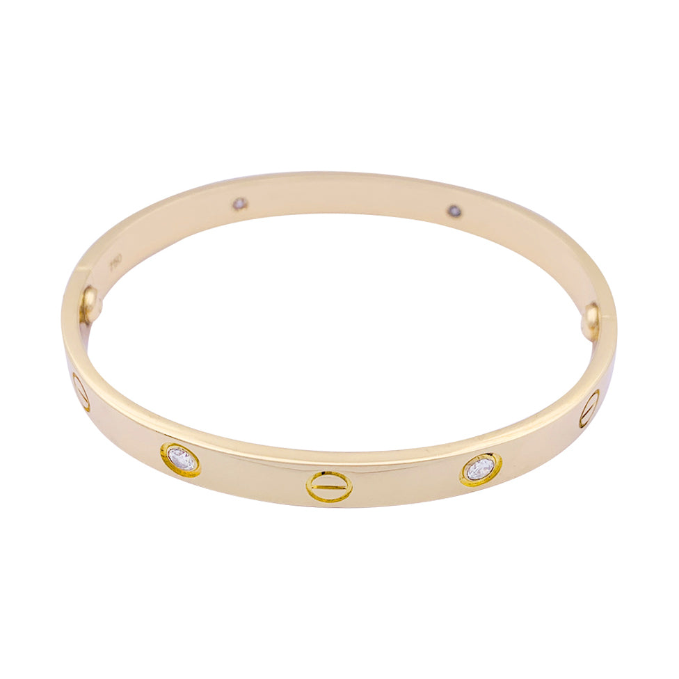 Cartier "Love" bracelet, yellow gold, diamonds.