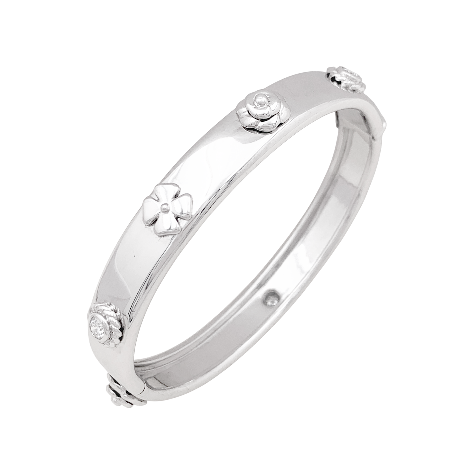 Bracelet Chanel "Trois Symboles" or blanc, diamants.
