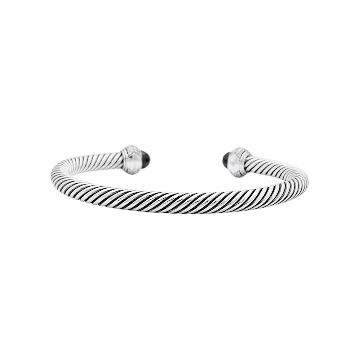 Bracelet David Yurman, "Cable Classic", argent, diamants, hématites. - Maison Eloe
