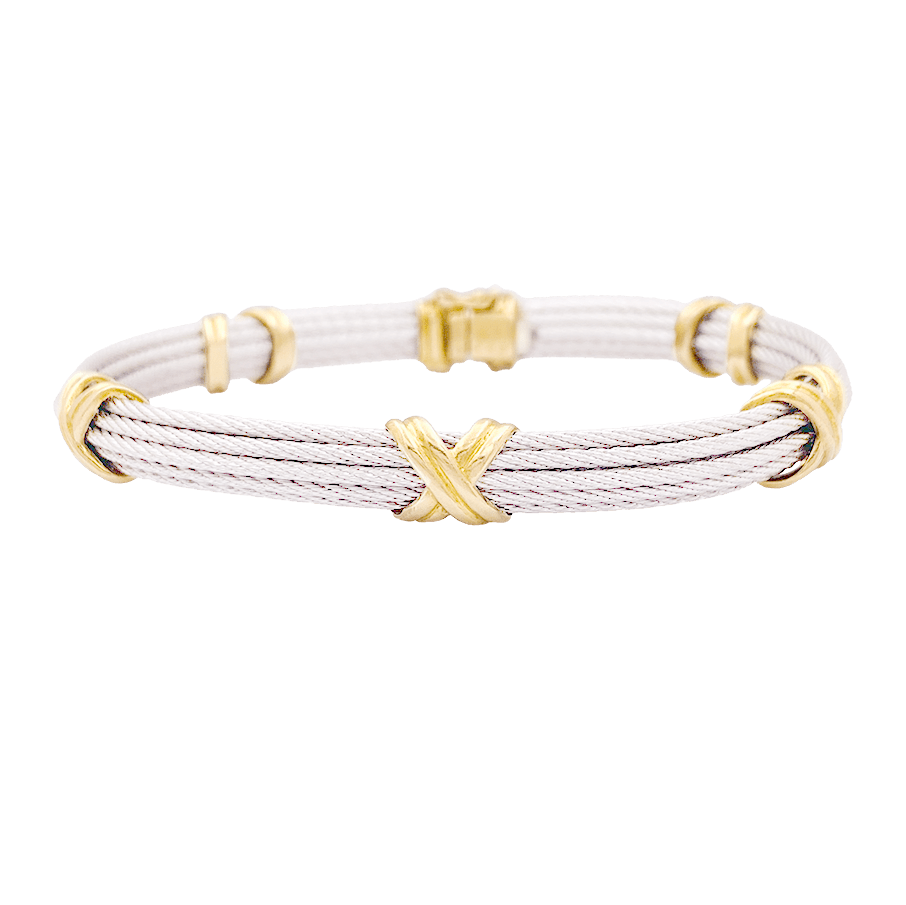 Bracelet Fred "Force 10" en acier et or jaune. - Maison Eloe