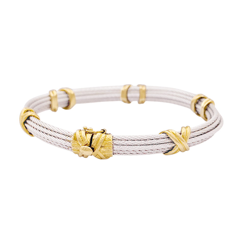 Bracelet Fred "Force 10" en acier et or jaune. - Maison Eloe
