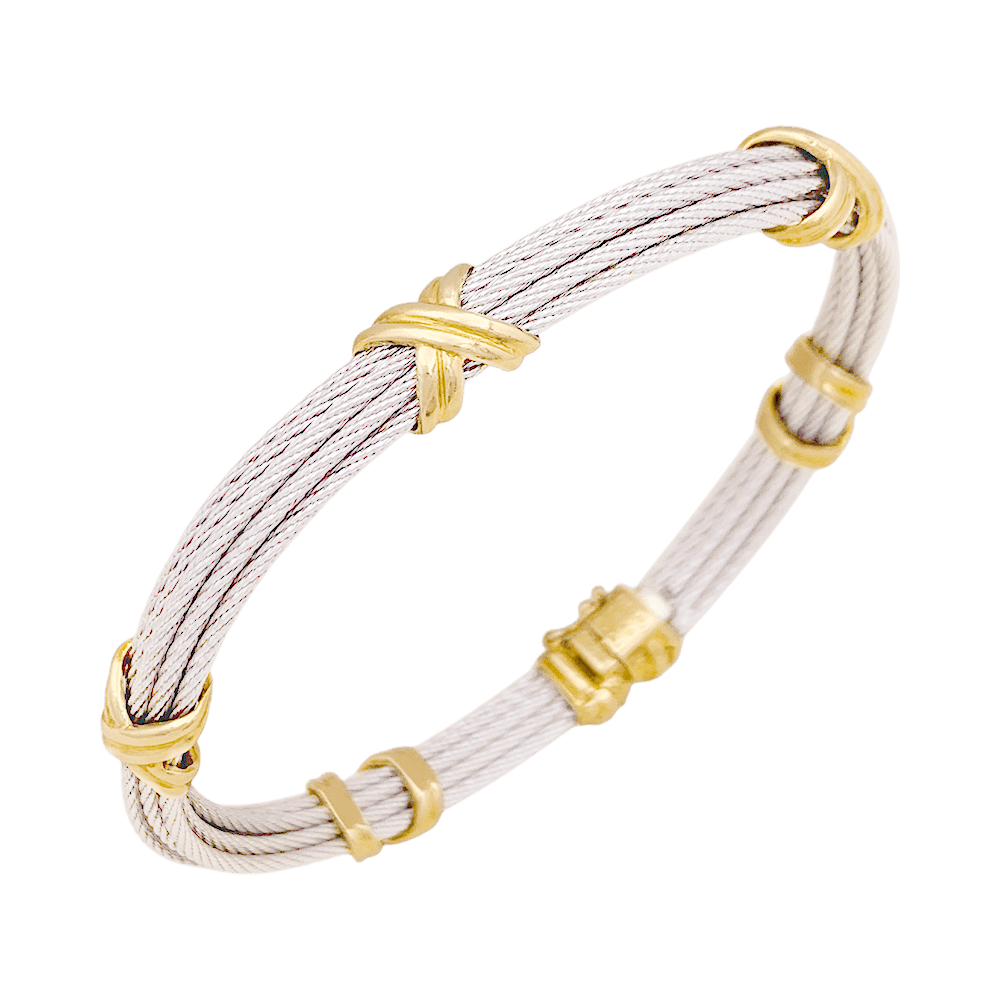 Bracelet Fred "Force 10" en acier et or jaune. - Maison Eloe