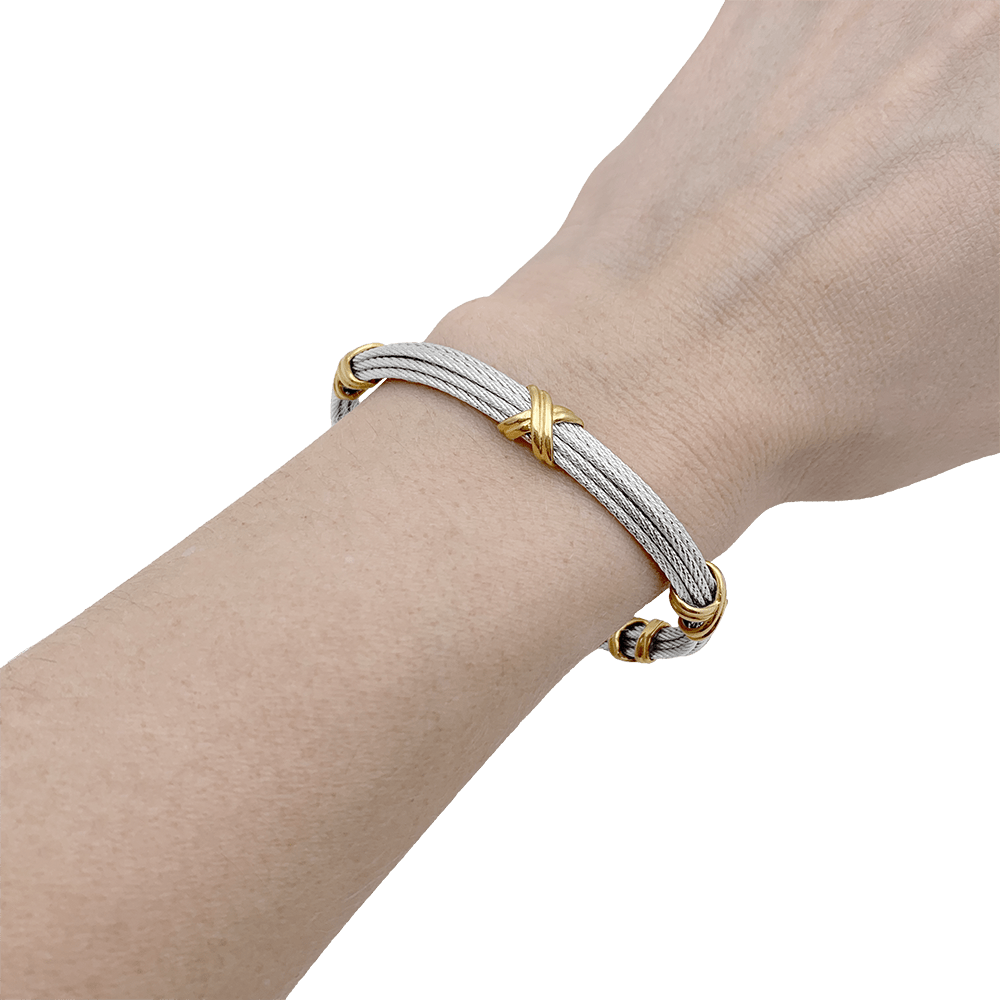 Bracelet Fred "Force 10" en acier et or jaune. - Maison Eloe