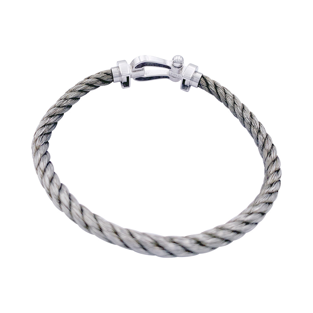 Bracelet Fred, "Force 10", en or blanc et acier.