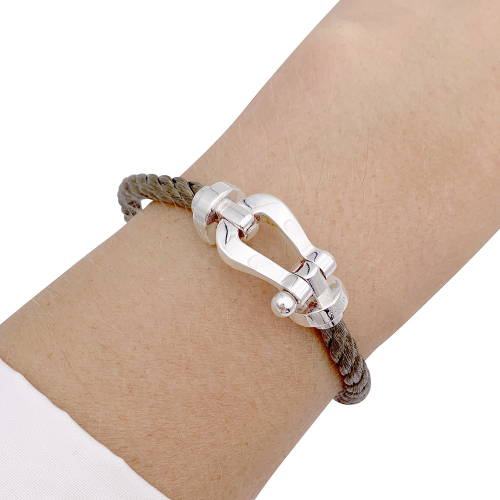 Fred "Force 10" bracelet, in white gold and steel.