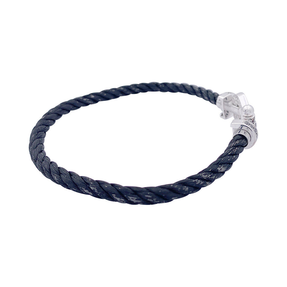 Fred bracelet, "Force 10", white gold, steel and black diamonds.