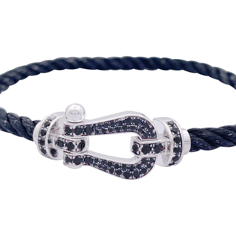 Fred bracelet, "Force 10", white gold, steel and black diamonds.