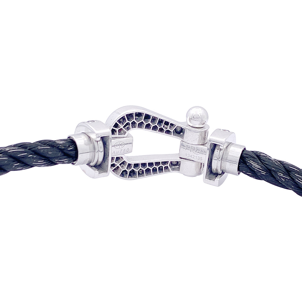 Fred bracelet, "Force 10", white gold, steel and black diamonds.