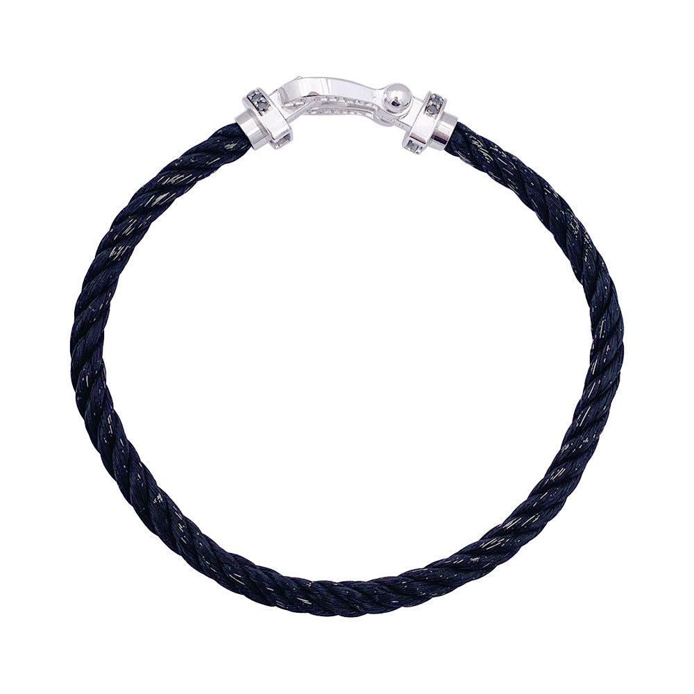 Fred bracelet, "Force 10", white gold, steel and black diamonds.