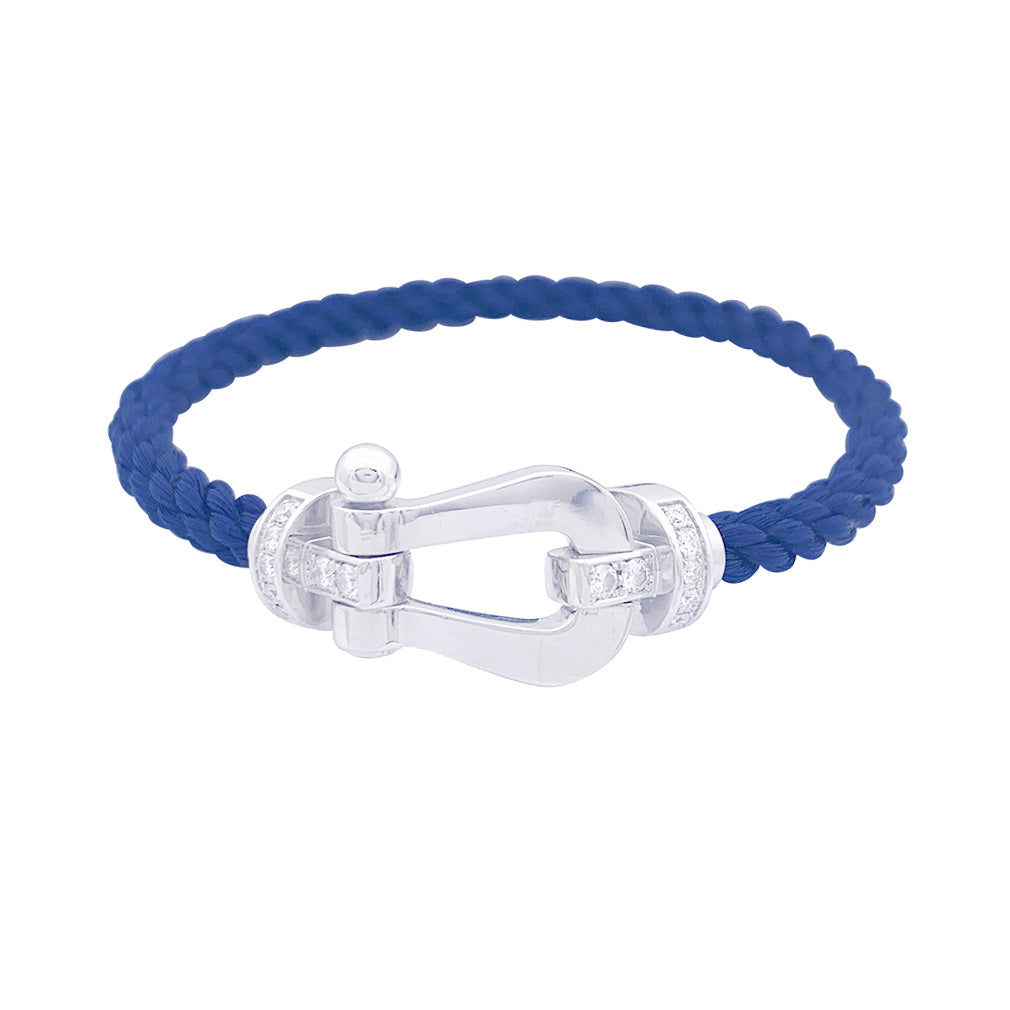Bracelet Fred, "Force 10" or blanc, diamants.