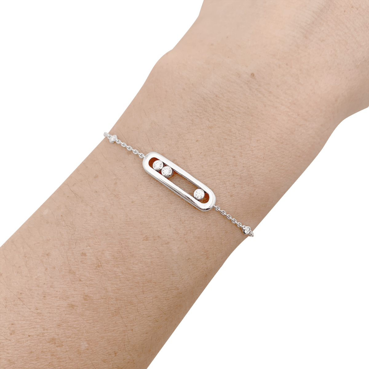 Bracelet Messika, "Baby Move", or blanc, diamants. - Maison Eloe