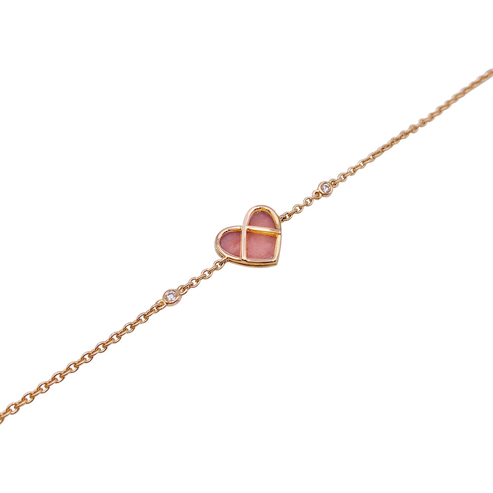Poiray bracelet, "The Heart Catcher", pink gold, pink opal, diamonds.