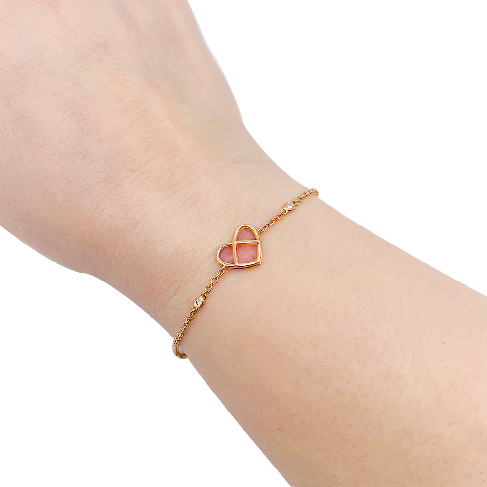 Poiray bracelet, "The Heart Catcher", pink gold, pink opal, diamonds.