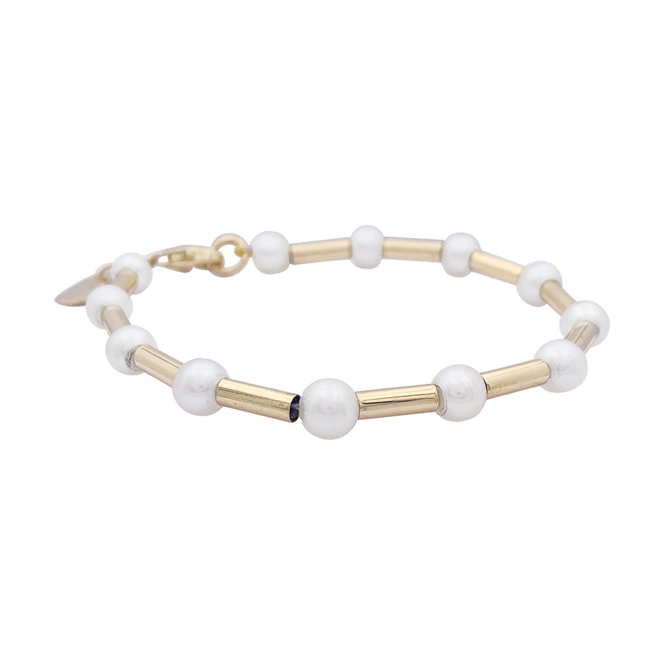 Poiray bracelet, "Roseau", yellow gold and pearls.