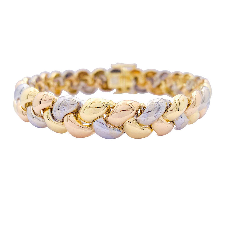 Bracelet Poiray, "Tresse", trois tons d'or.