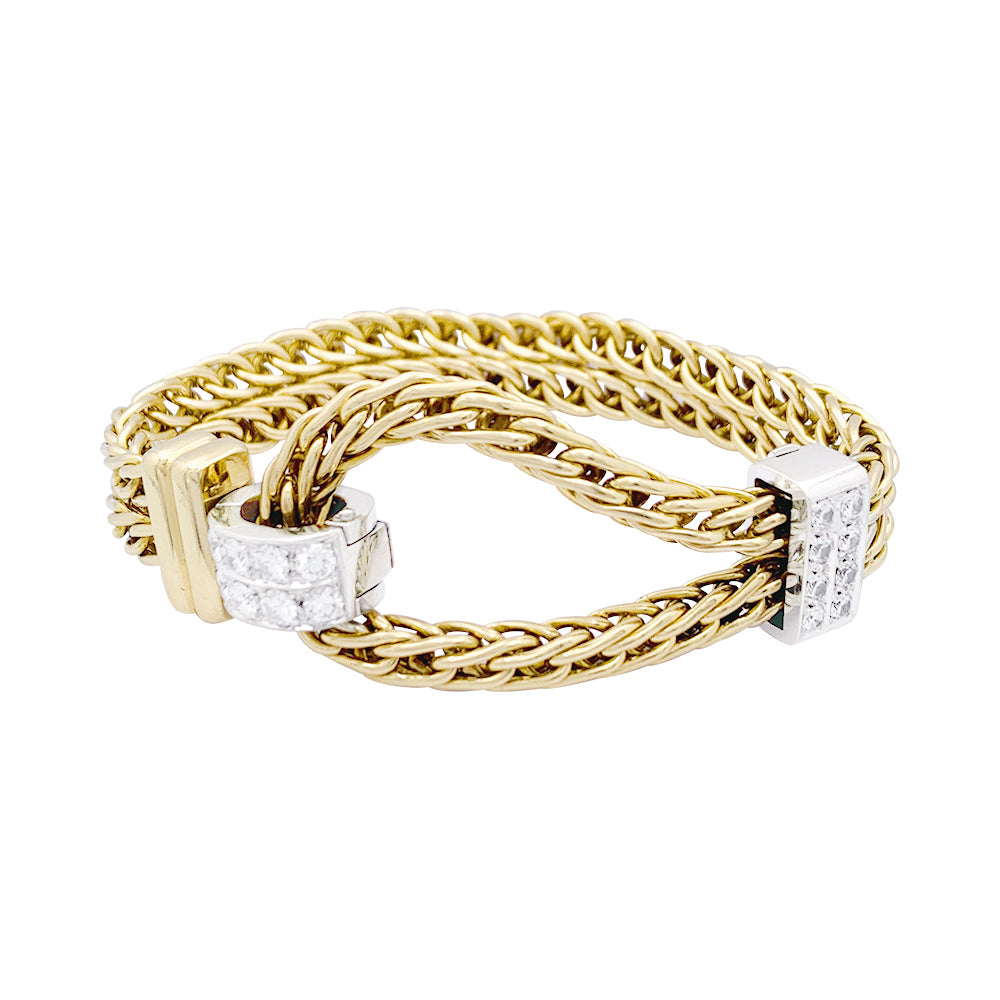 Bracelet Pomellato, "Corde", deux ors, diamants.