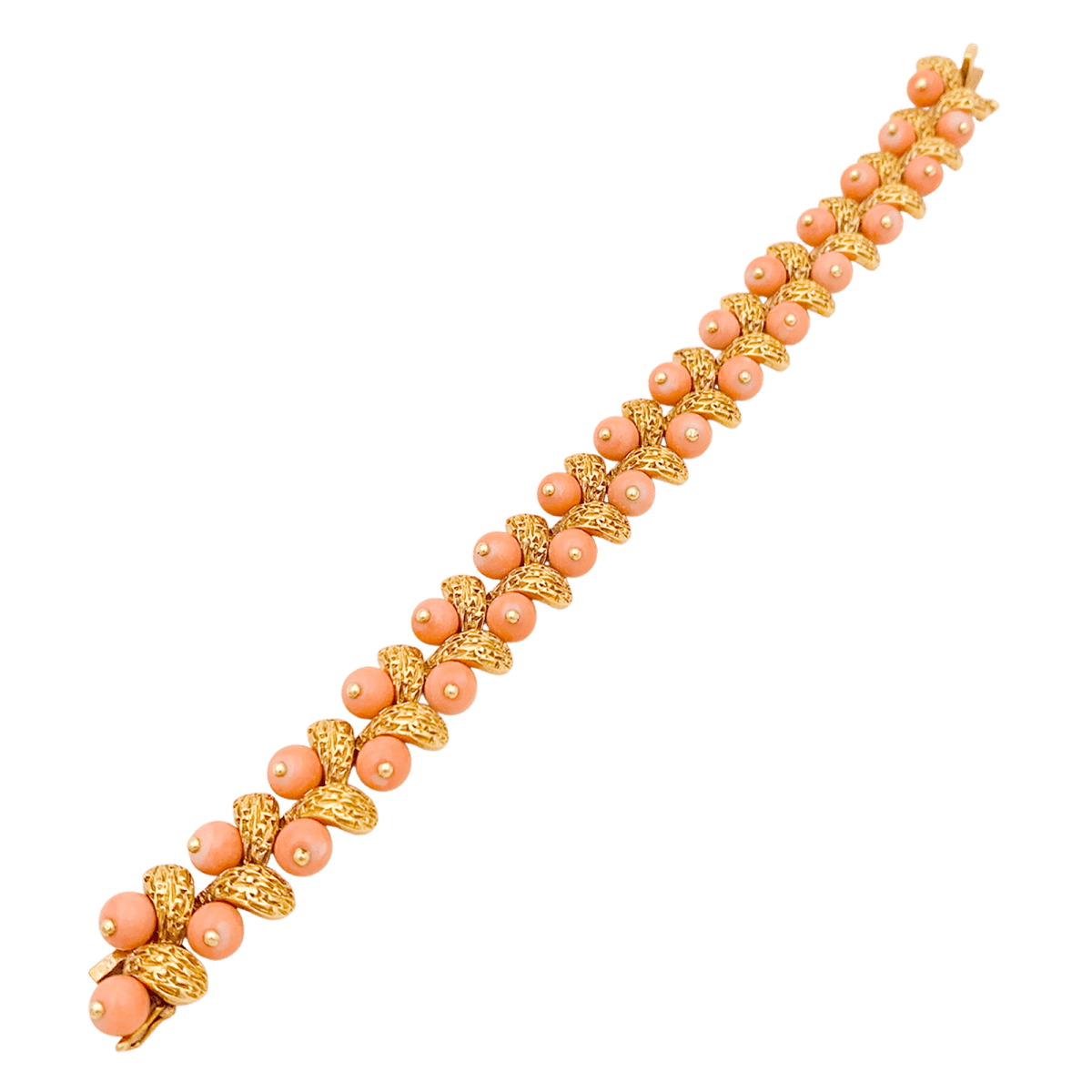 Bracelet Van Cleef & Arpels, “Gui”, or jaune, corail peau d’ange. - Maison Eloe
