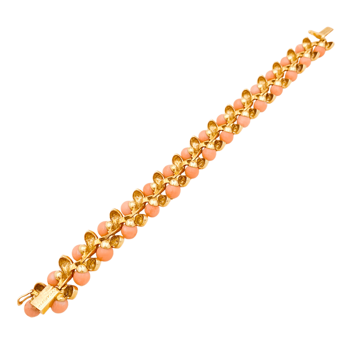 Bracelet Van Cleef & Arpels, “Gui”, or jaune, corail peau d’ange. - Maison Eloe