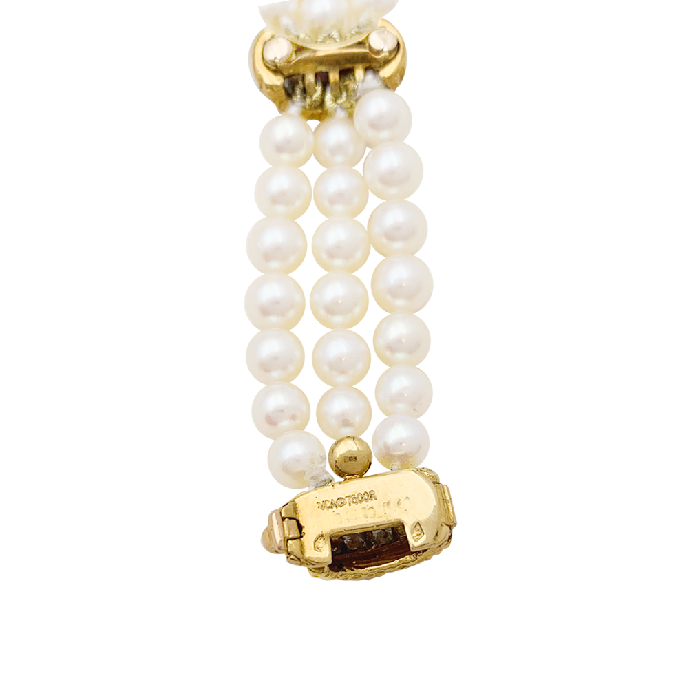 Bracelet Van Cleef & Arpels, deux ors, diamants, perles.