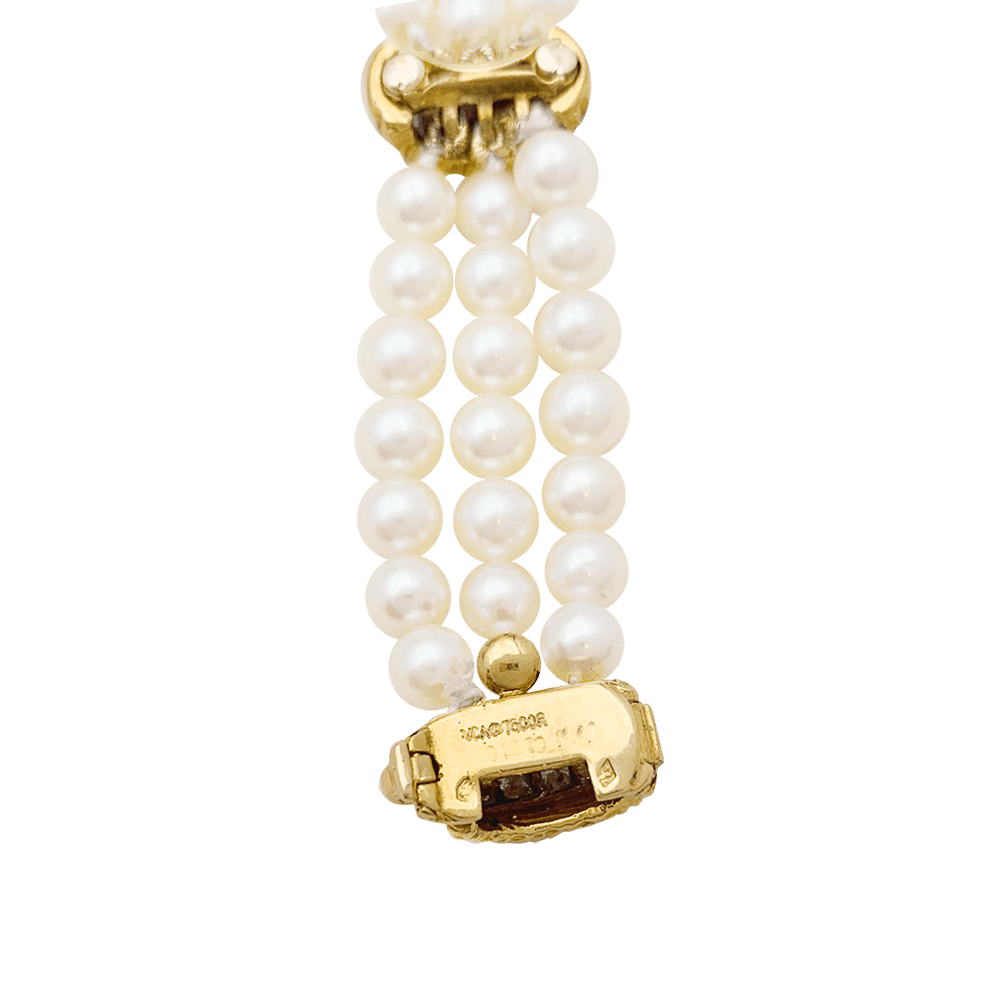 Bracelet Van Cleef & Arpels, deux ors, diamants, perles. - Maison Eloe
