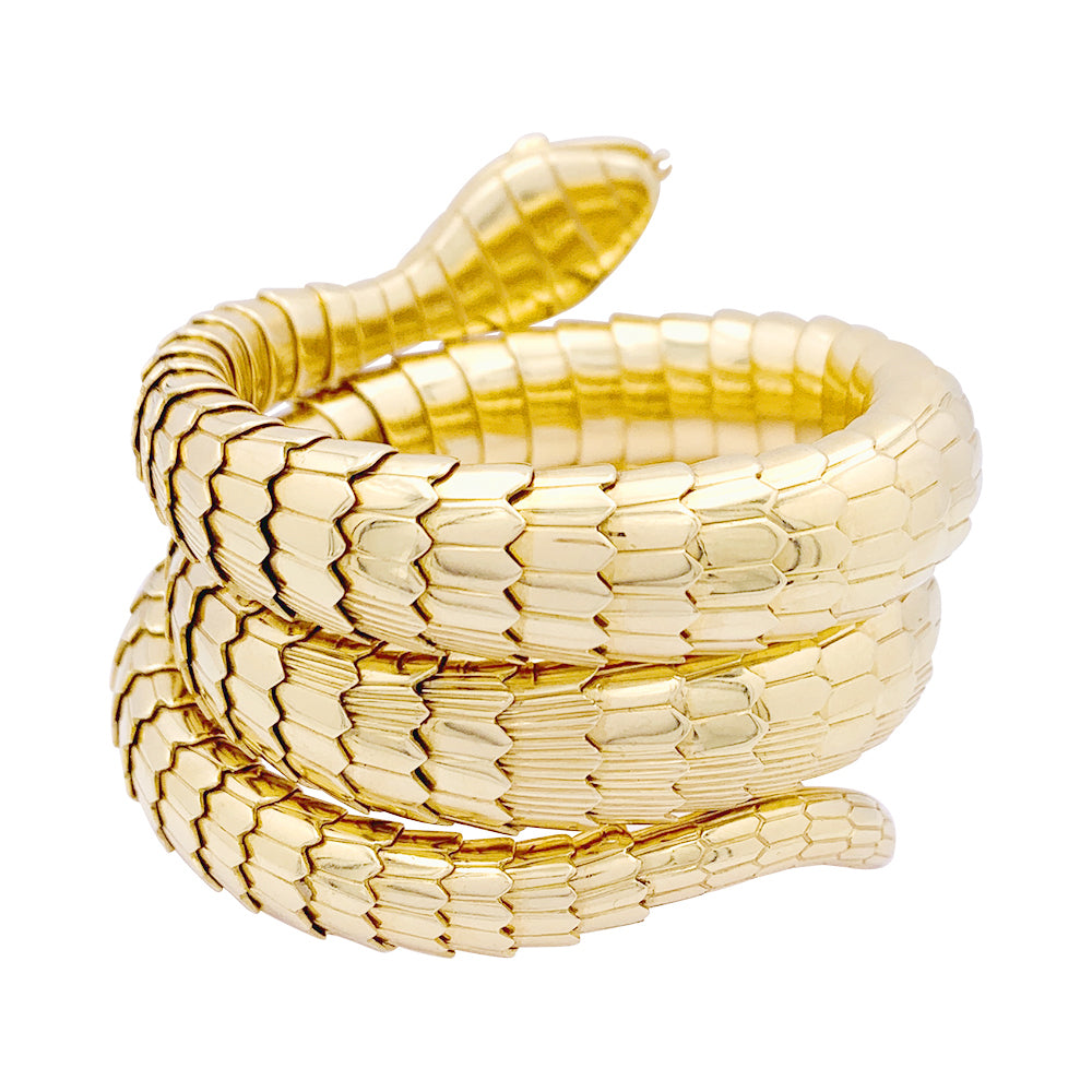 Illario bracelet, "Serpent", yellow gold, diamonds, emeralds.