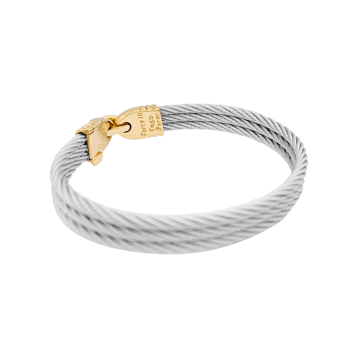 Bracelet vintage Fred, "Force 10", or et acier. - Maison Eloe