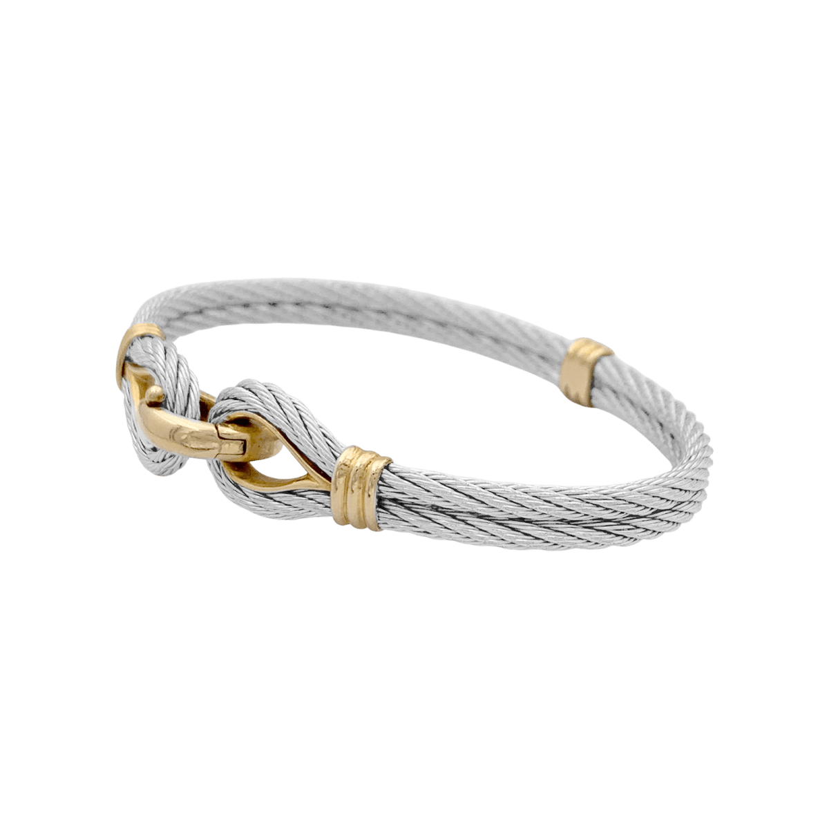 Bracelet vintage Fred, "Force 10", or jaune, acier. - Maison Eloe