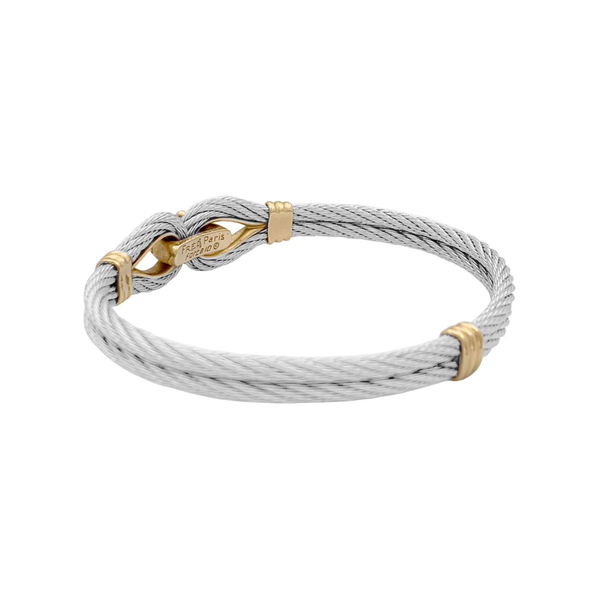 Bracelet vintage Fred, "Force 10", or jaune, acier. - Maison Eloe