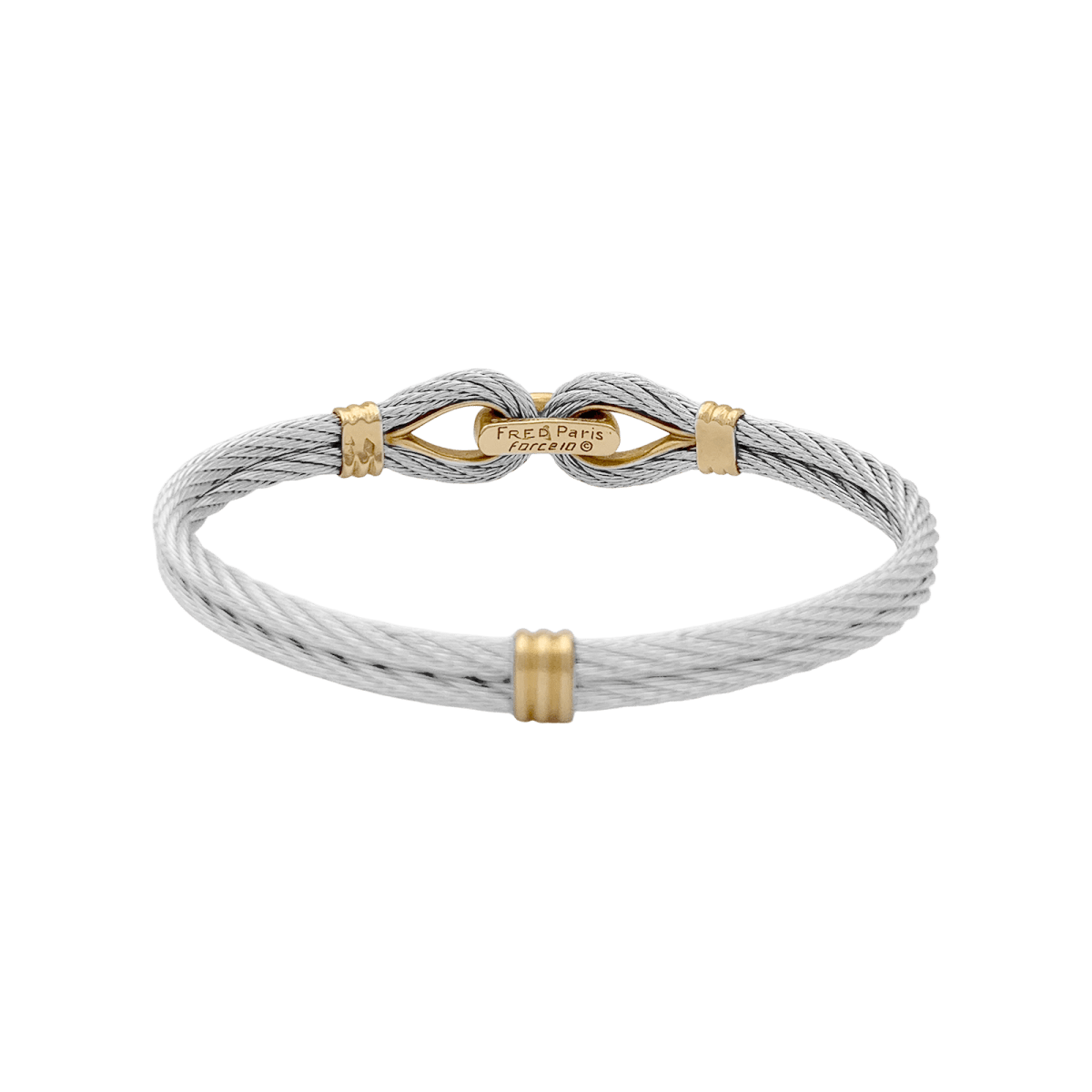 Bracelet vintage Fred, "Force 10", or jaune, acier. - Maison Eloe