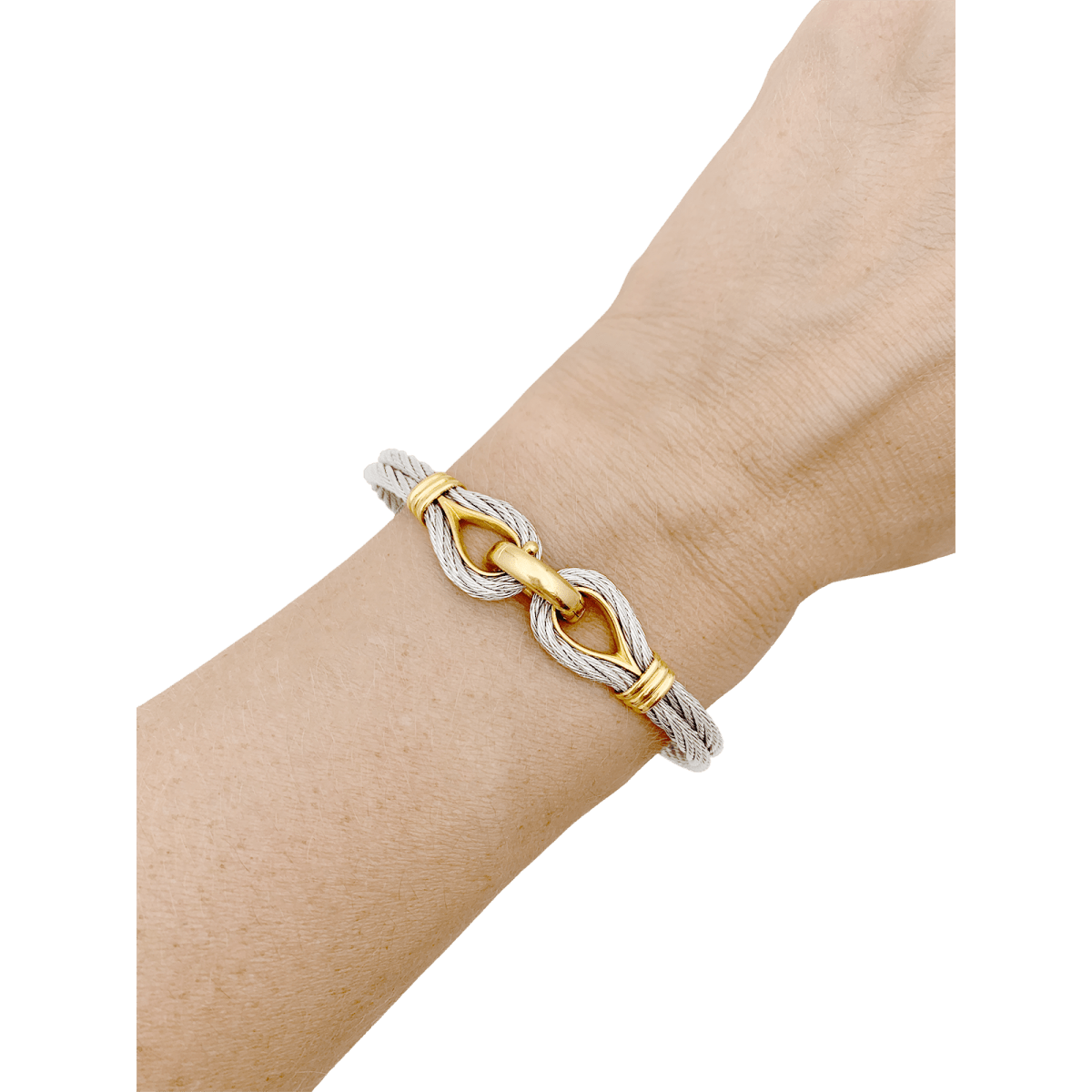 Bracelet vintage Fred, "Force 10", or jaune, acier. - Maison Eloe