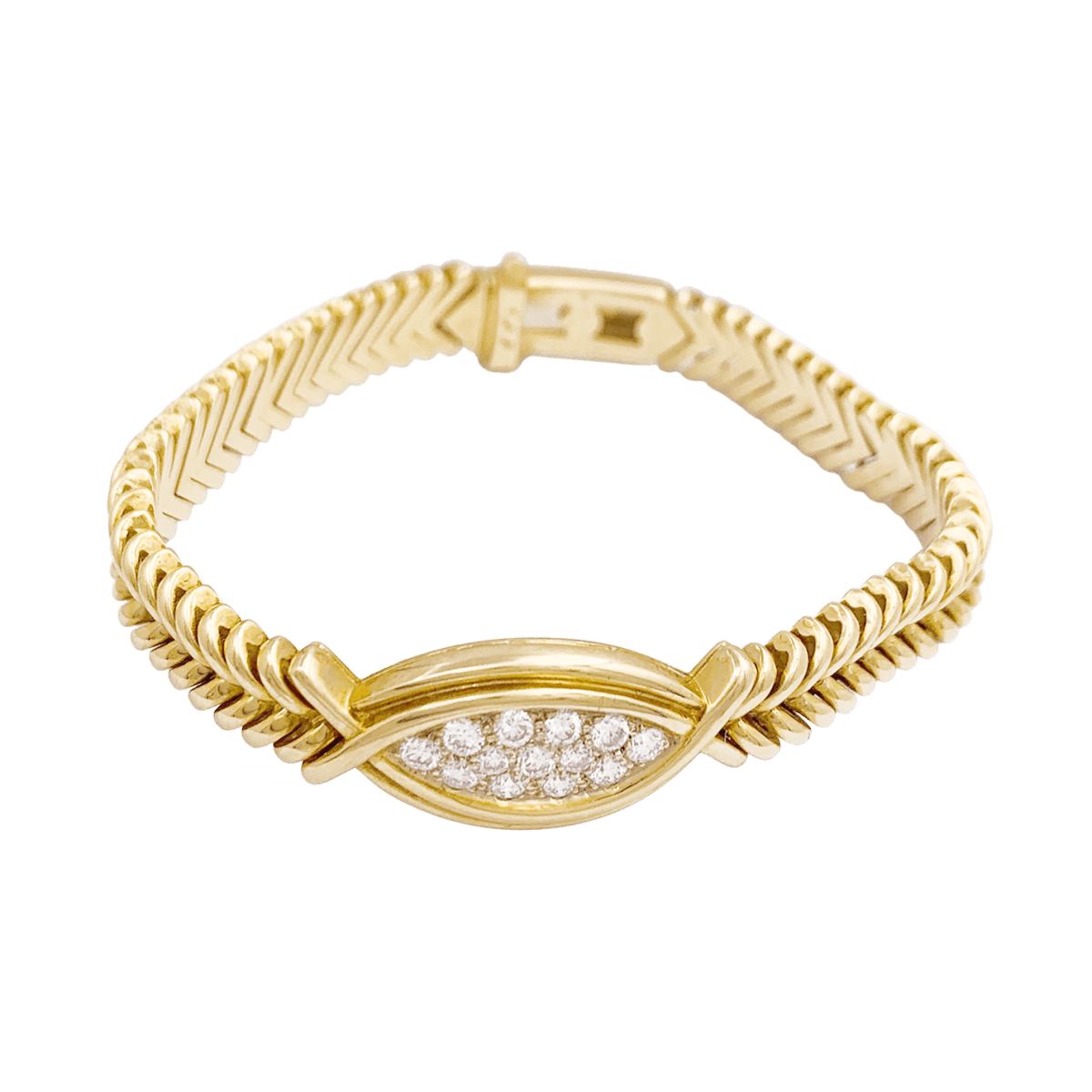 Bracelet vintage Fred or jaune, diamants. - Maison Eloe