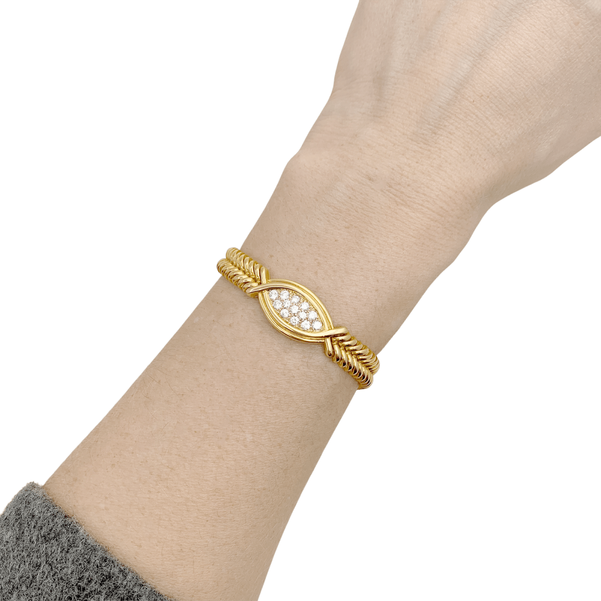 Bracelet vintage Fred or jaune, diamants. - Maison Eloe