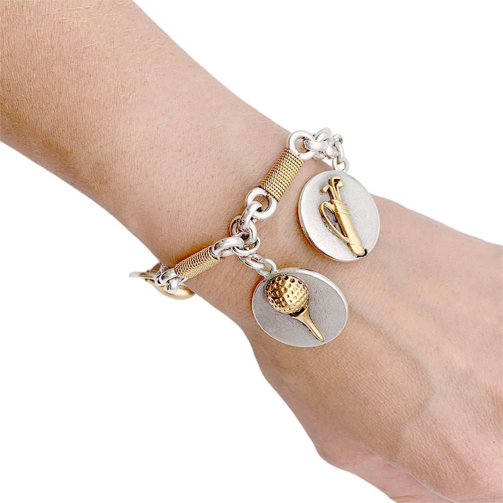 Vintage Hermès bracelet, "Golf", gold and silver.