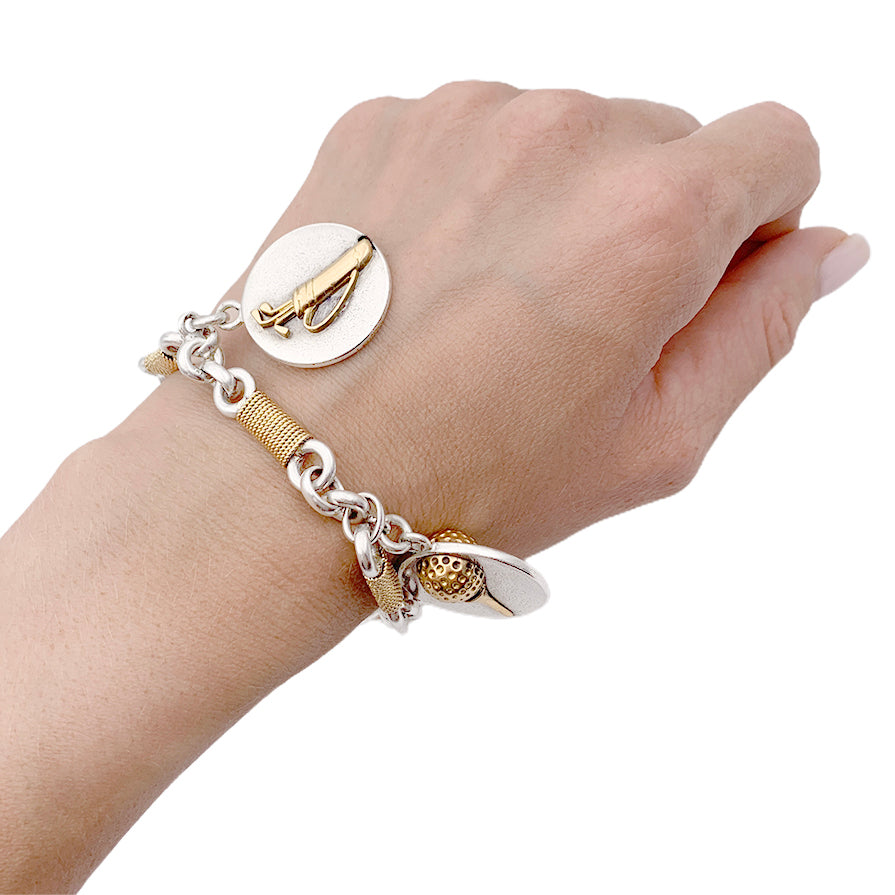 Vintage Hermès bracelet, "Golf", gold and silver.