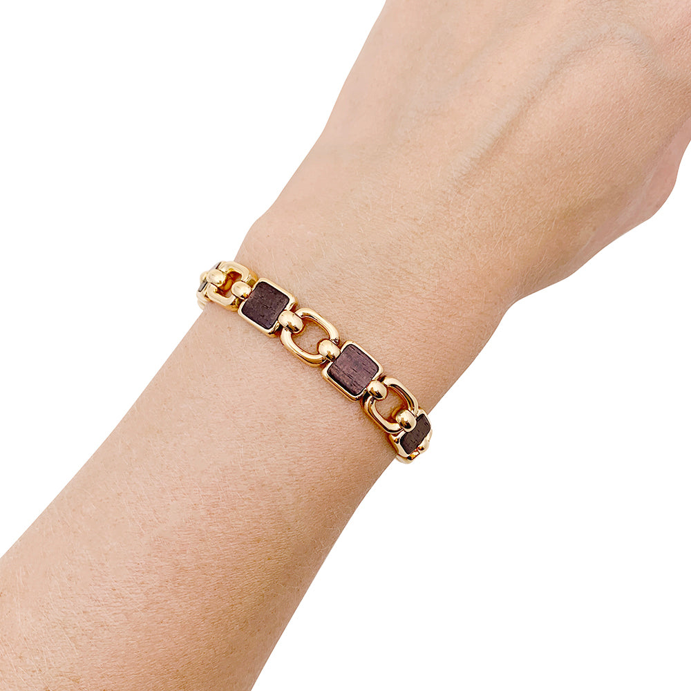 Bracelet vintage Van Cleef & Arpels, or jaune, bois d'amourette.