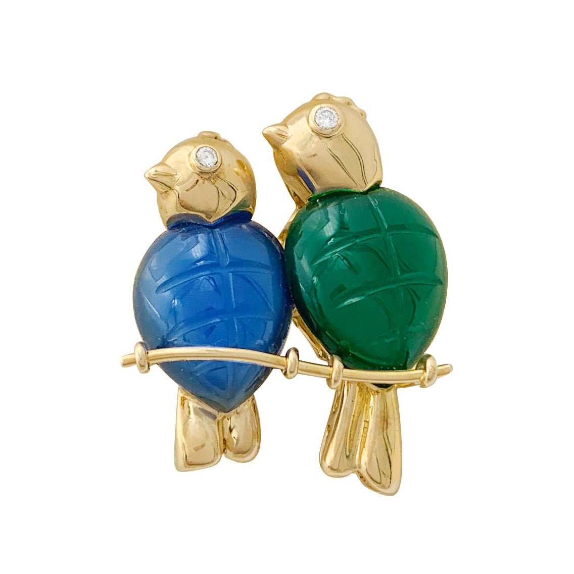 Broche Cartier "Inséparables" or jaune, diamants, pierres de couleur. - Maison Eloe
