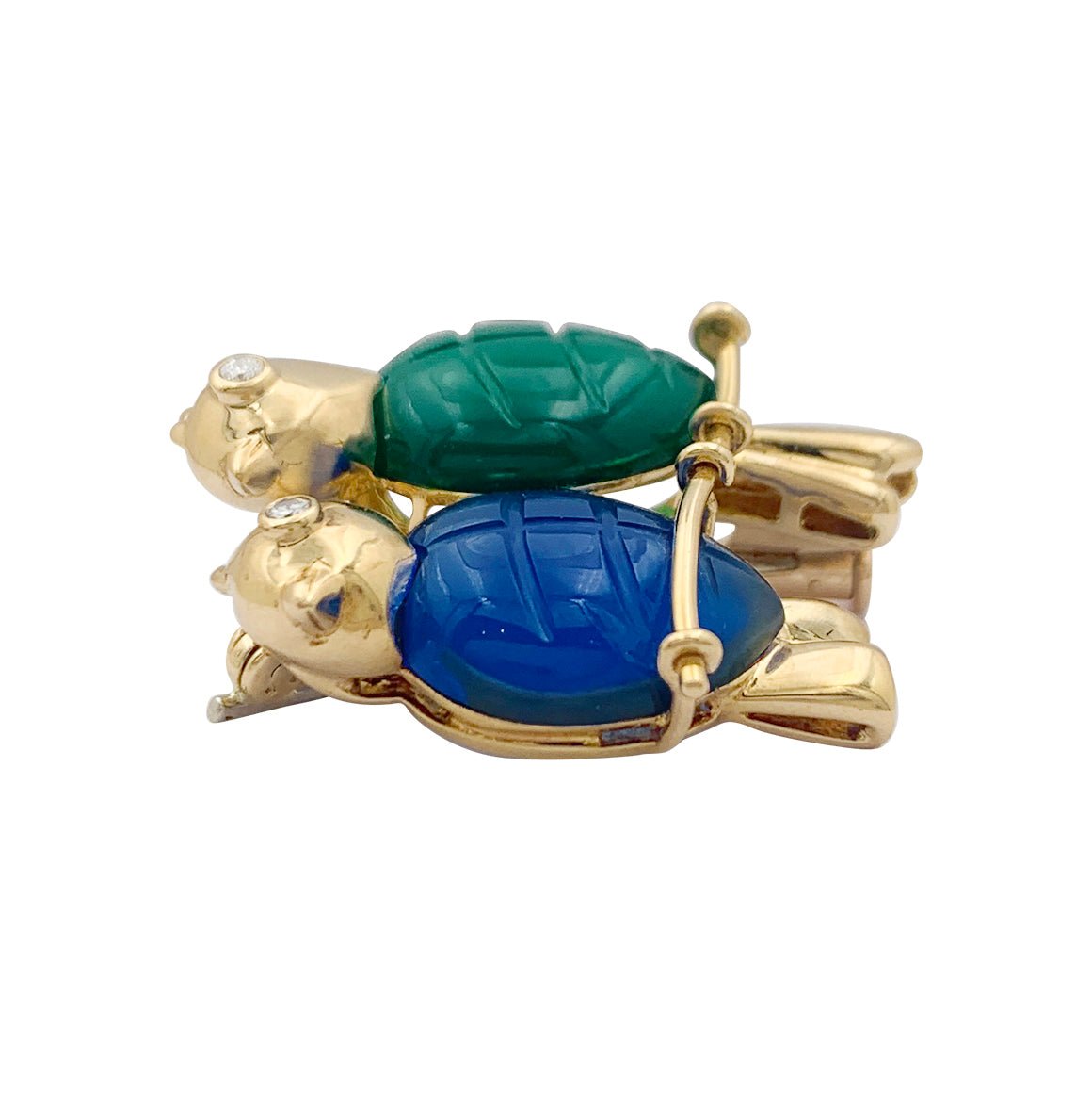 Broche Cartier "Inséparables" or jaune, diamants, pierres de couleur. - Maison Eloe