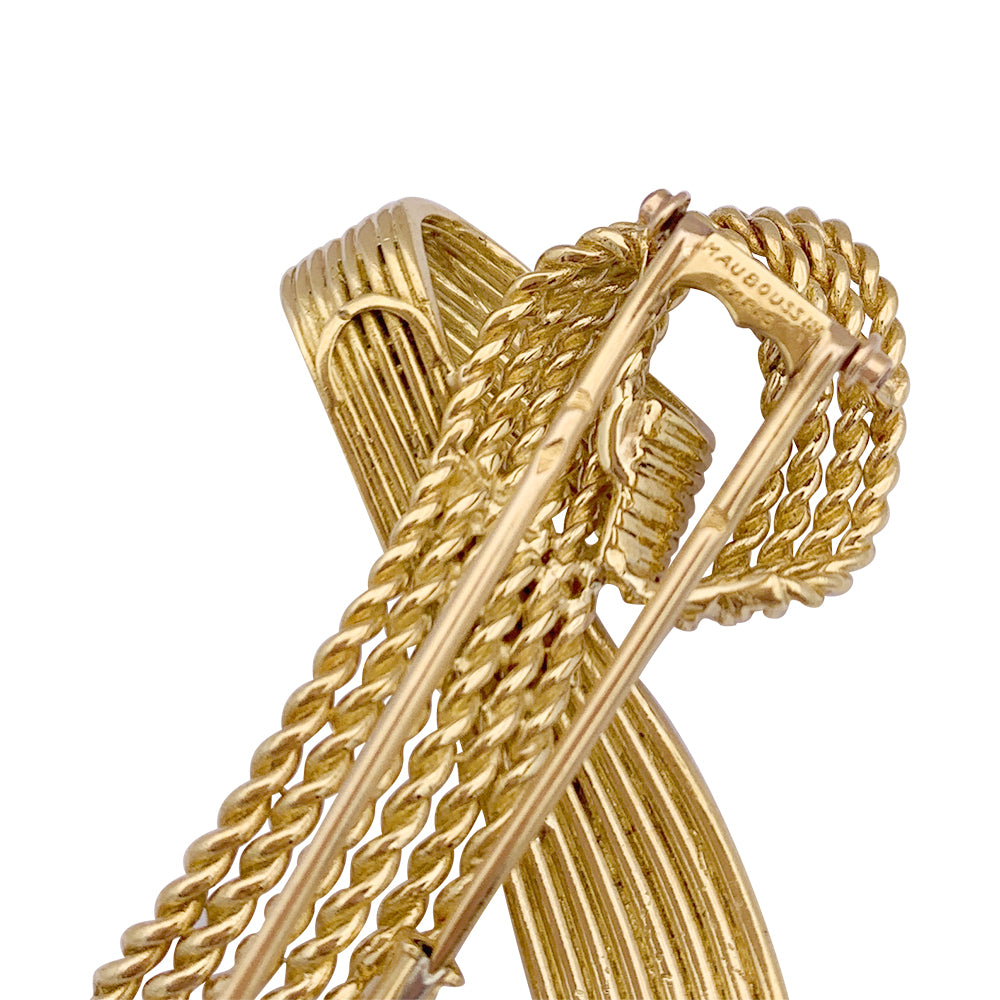 Vintage Mauboussin "Ribbon" brooch, yellow gold.