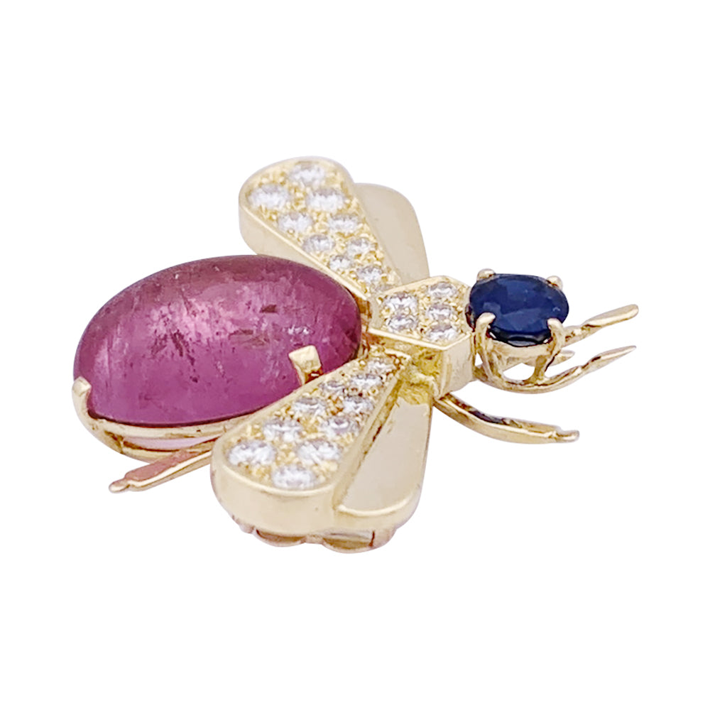 Van Cleef & Arpels "Bee" brooch in yellow gold, diamonds, pink tourmaline, sapphire.