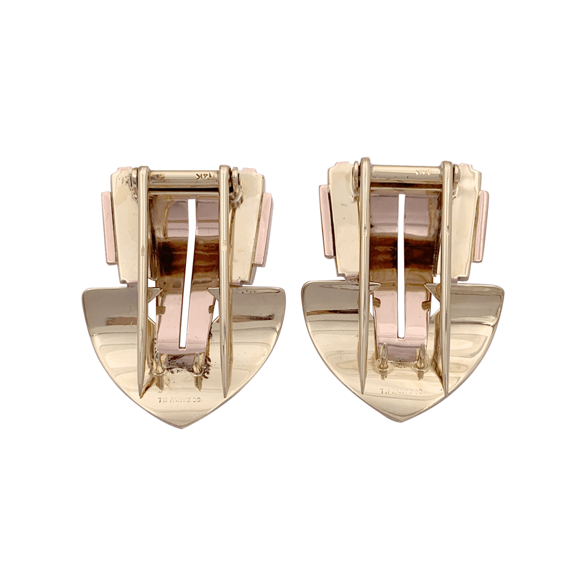 Clips vintage Tiffany & Co., or jaune, or rose. - Maison Eloe