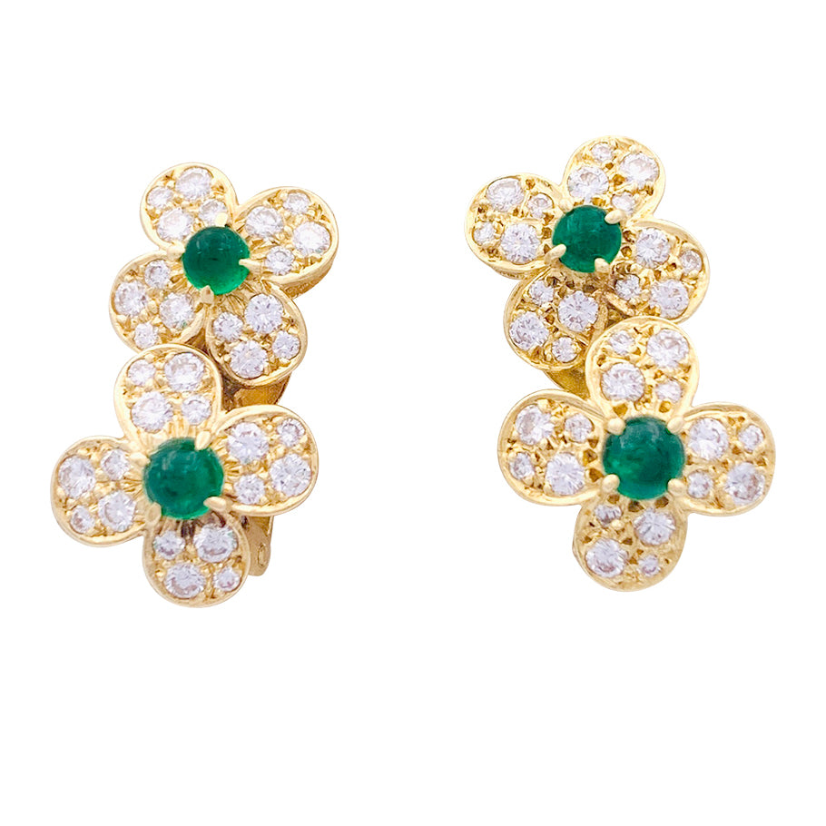 Clips Van Cleef & Arpels, "Fleurette", en or jaune, diamants et émeraudes.